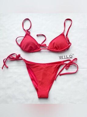 Wilo The Label New 2 Piece Triangle Bikini in Tomato Red NWT Size M
